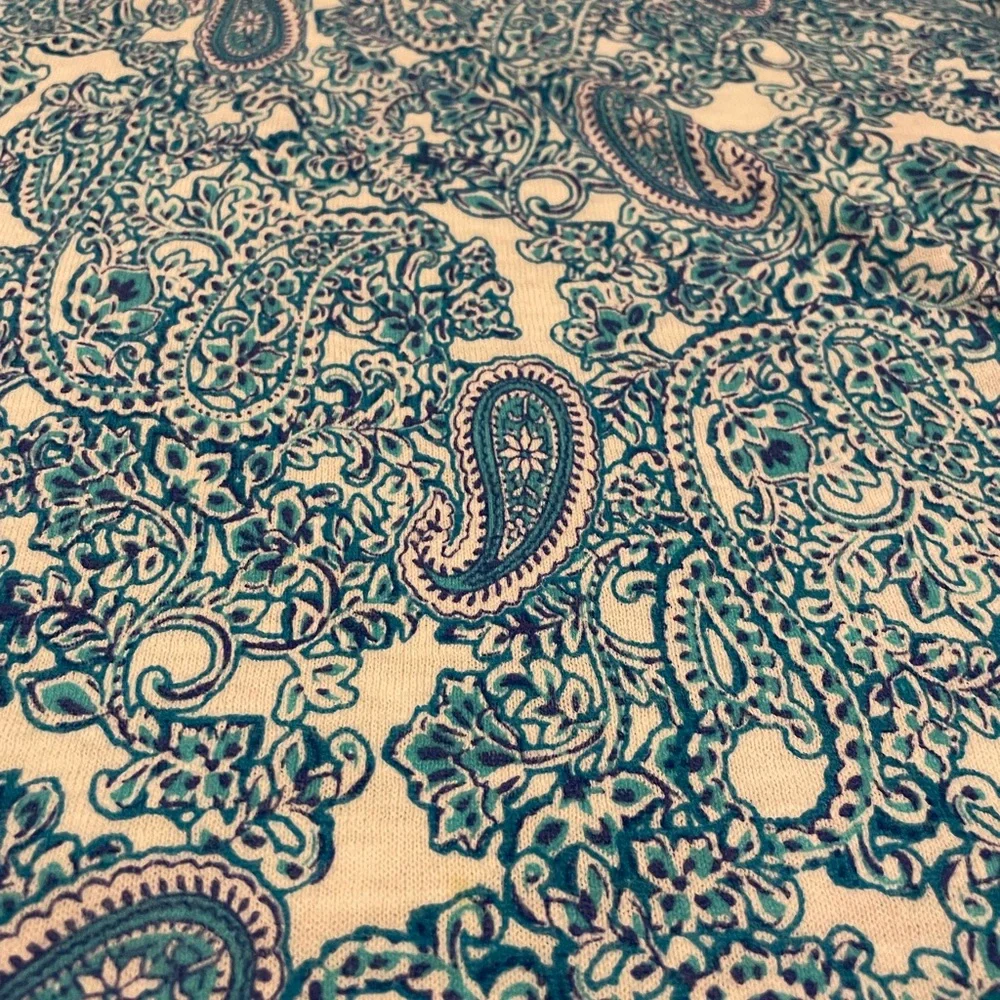 Talbots Blue and White Paisley 3/4 Length Sleeve Top - Picture 2 of 9